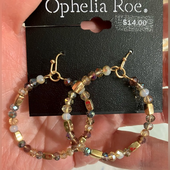 🌖 IRIDESCENT METALLIC EARRING Hoops Ophelia Roe Pierced New Boho Beach Wear - Picture 2 of 2